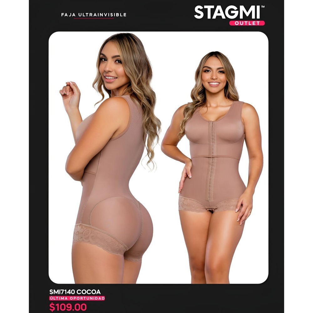 Best Stagmi Colombiana Fashion Adjustable Short Girdle Shapewear Bodysuit & Bra - Picture 3 of 11